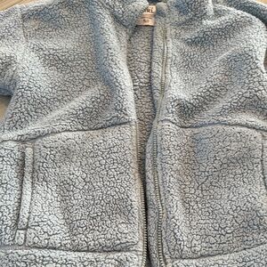 Light blue Plush Puffer Jacket with Full-Zip Closure